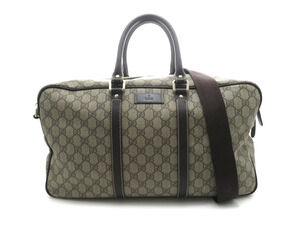 Gucci Boston bag GG canvas leather Beige Cream dark brown